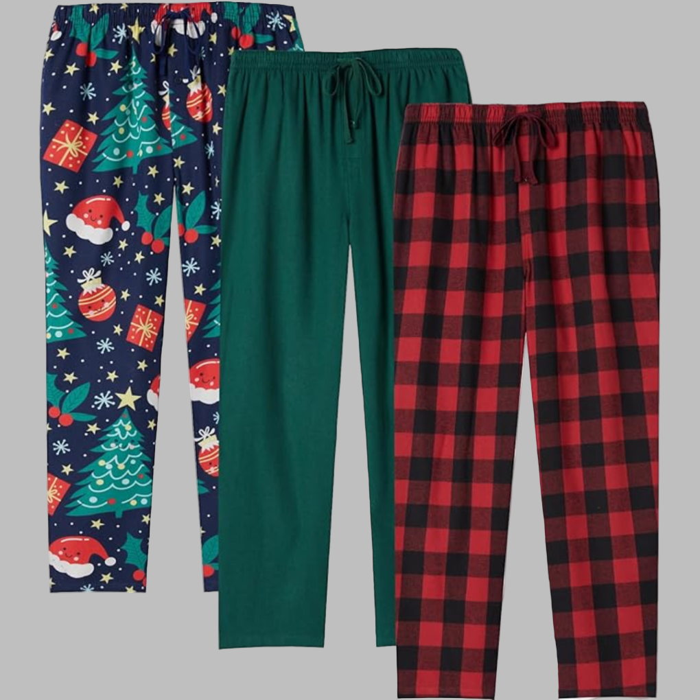 3-pack flannel pajama pants for men