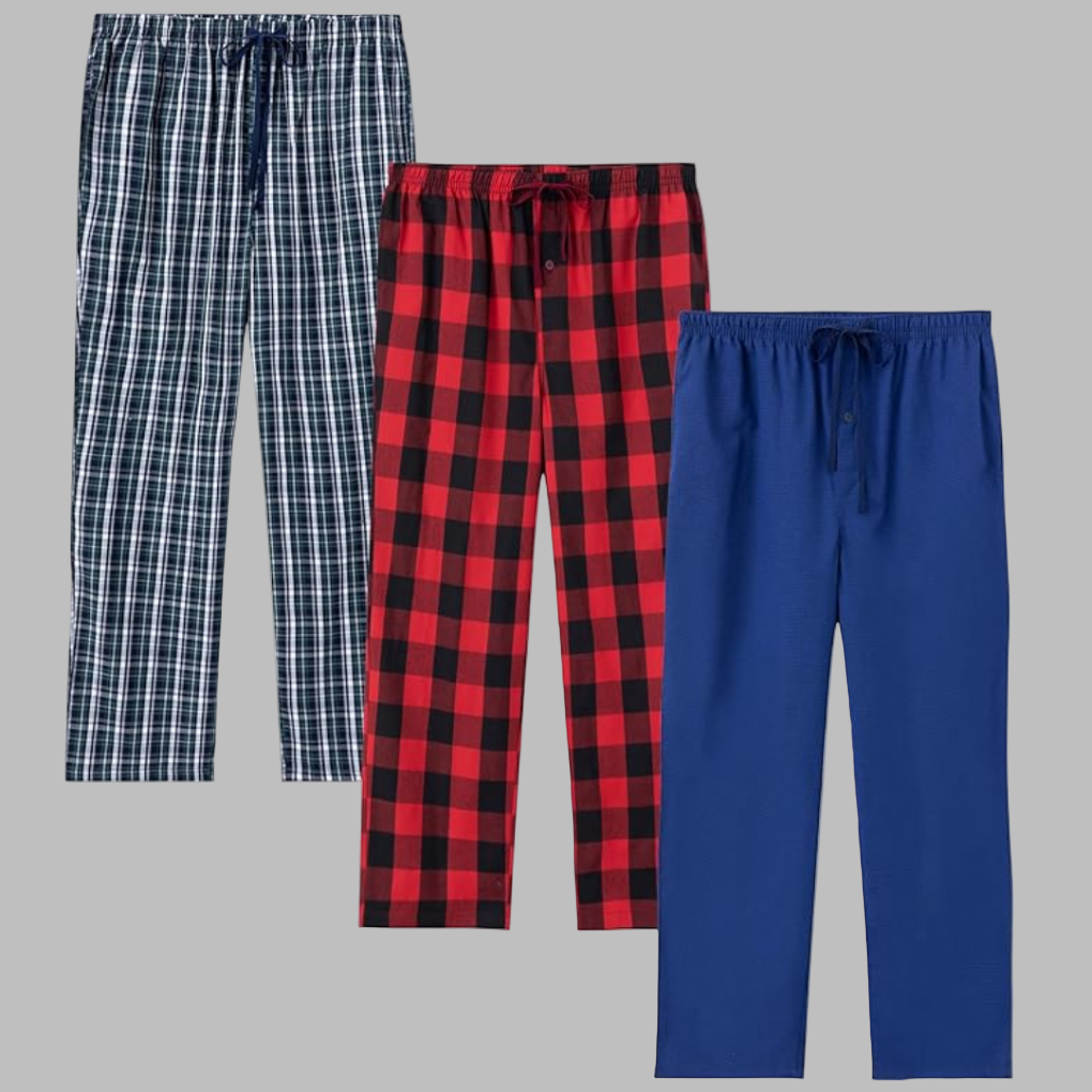 3-pack flannel pajama pants for men