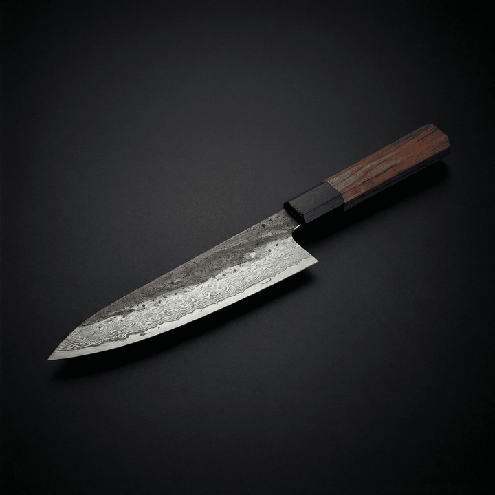 Kiritsuke-kniv, blad i rustfritt stål, skaft i jerntre, 8,5 tommer