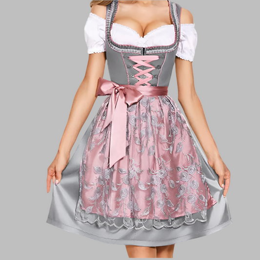 Unik tradisjonell drakt for kvinner med forkle og bluse