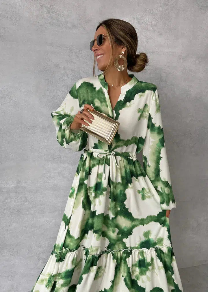 Elegant maxikjole med V-utringning