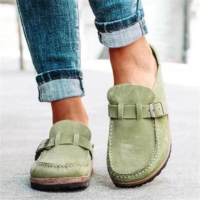 Retro suede leather loafers for women in timeless Old Money style