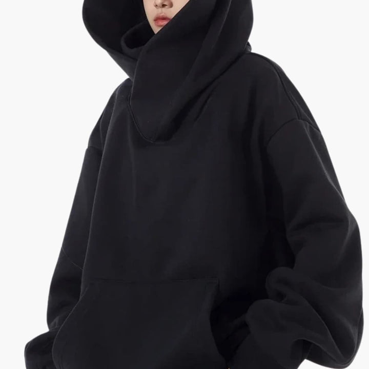Kvinners Oversized Hettegenser – Høy‑Hals Frontlomme Stil