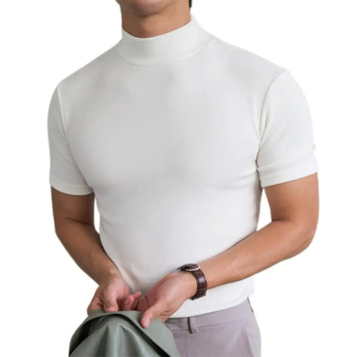 Breathable men's shirt with polo collar