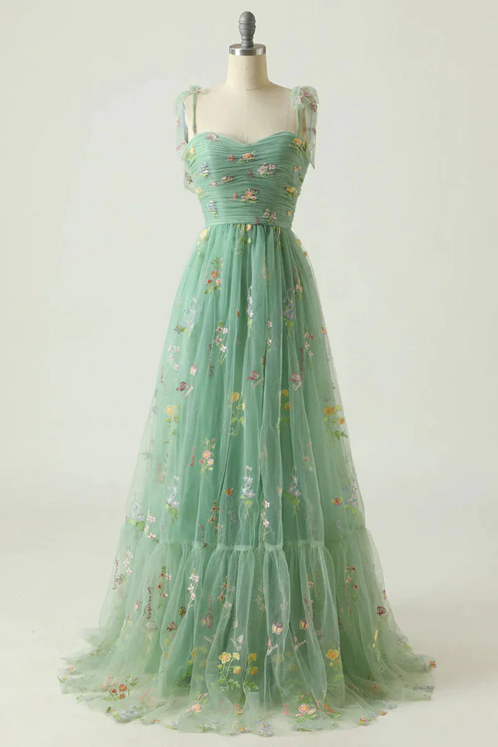 Embroidered tulle ball gown