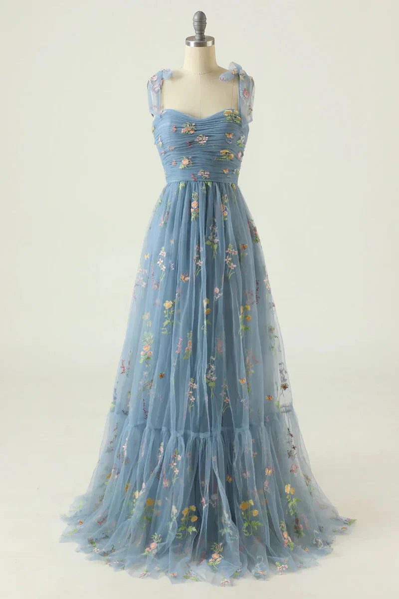 Embroidered tulle ball gown