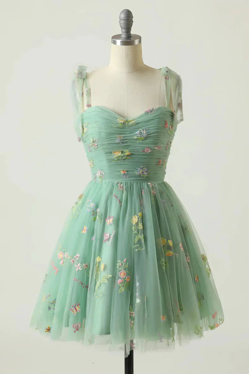 Embroidered tulle ball gown