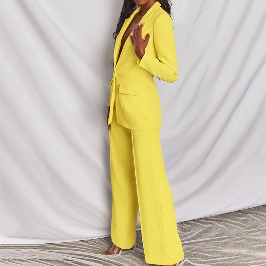 Elegant Blazer og Bukse Sett for Kvinner