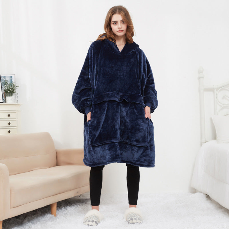 Oppvarmet oversized hettegenser-teppe i sherpa med 3 nivåer