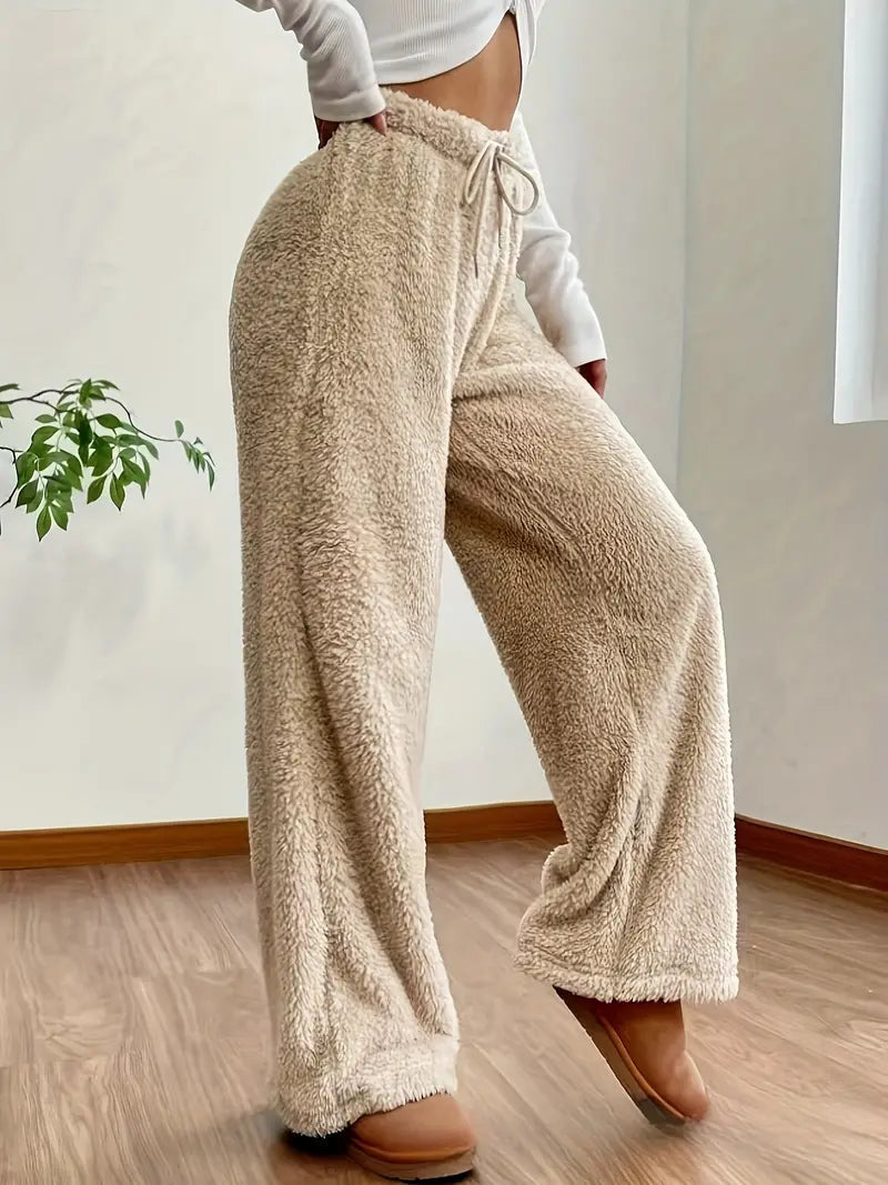 Myk loungebukse i teddy-sherpa for dame – Noémie