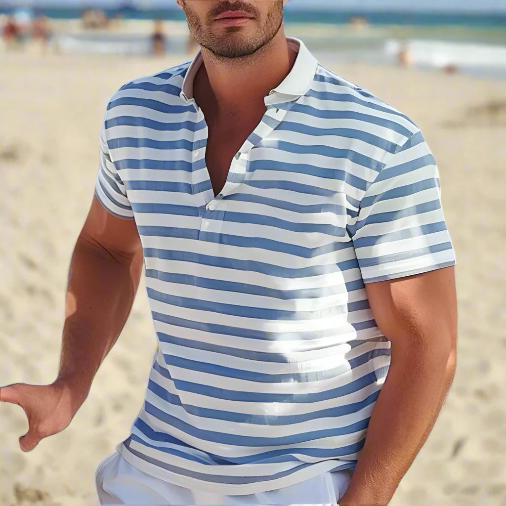 Retro striped polo shirt for men