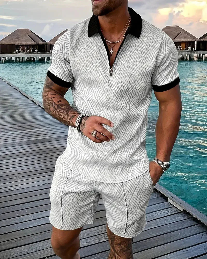 Casual Zipper Collar Sommer Treningsdrakt Outfit