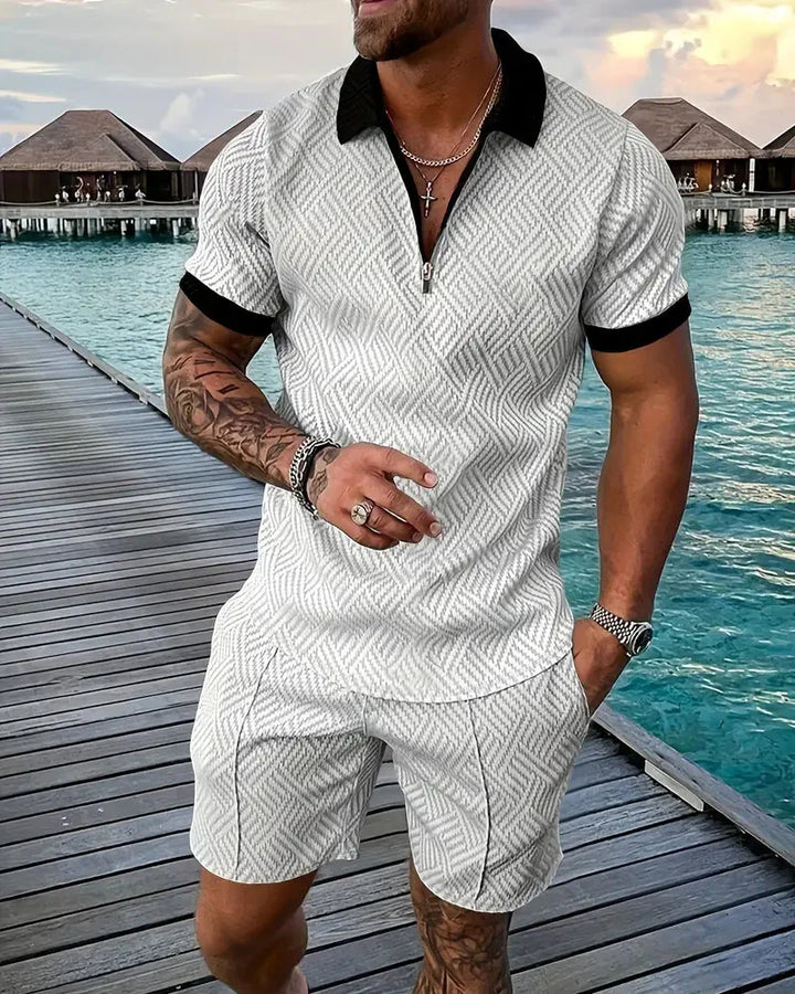 Casual Zipper Collar Sommer Treningsdrakt Outfit