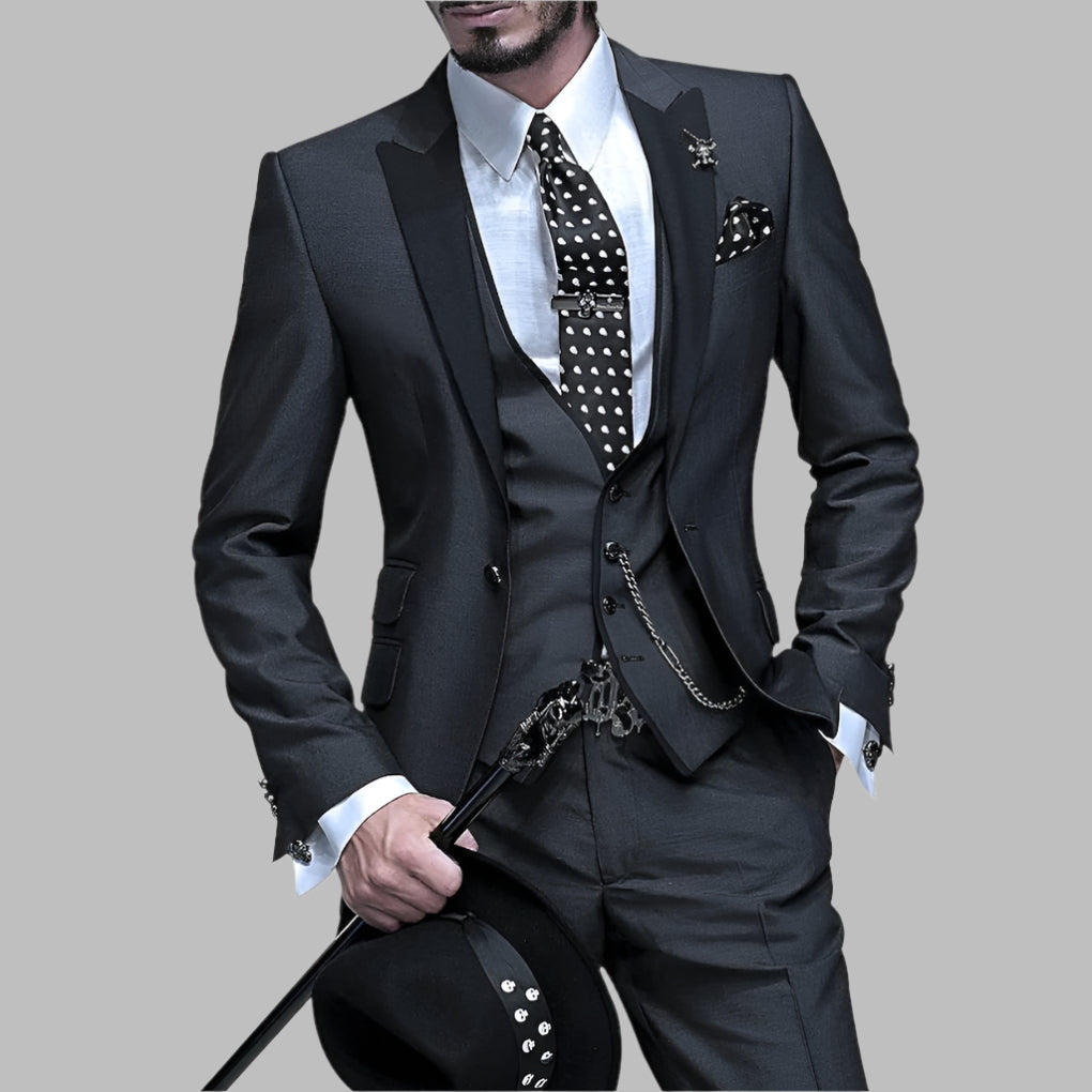 Three-piece linen suit for men