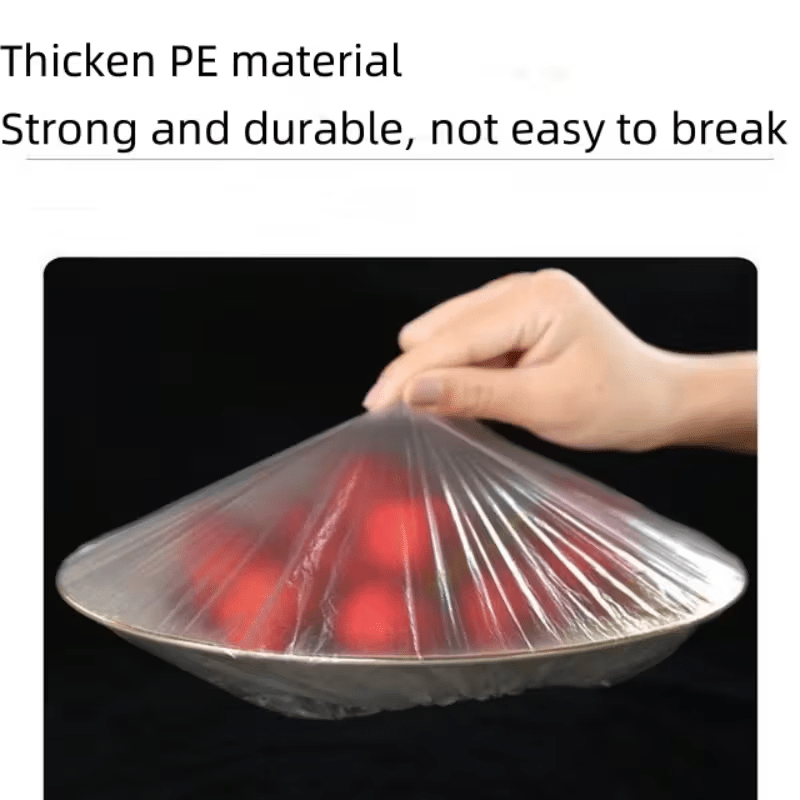 1000 elastiske engangsovertrekk for mat, PE-deksler for boller og tallerkener 35 cm