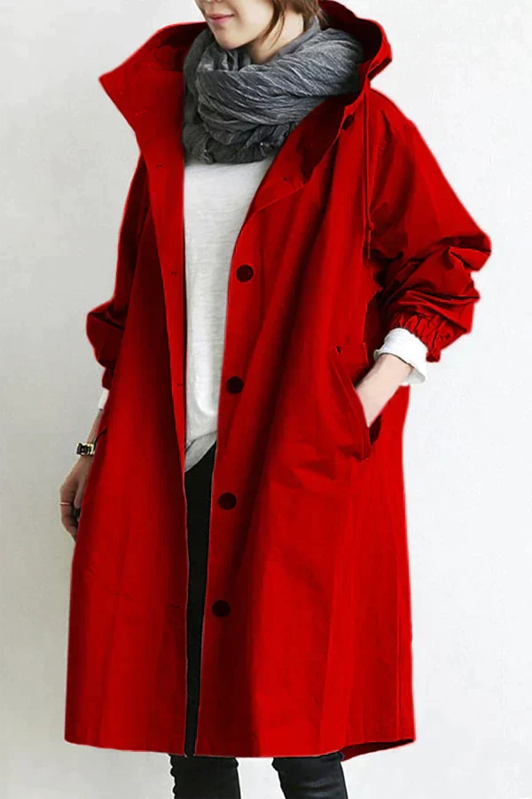 Waterproof, oversized trench coat in mid-length model