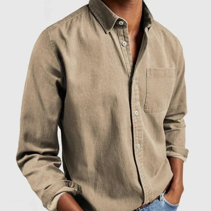Light denim shirt for men with modern fit
