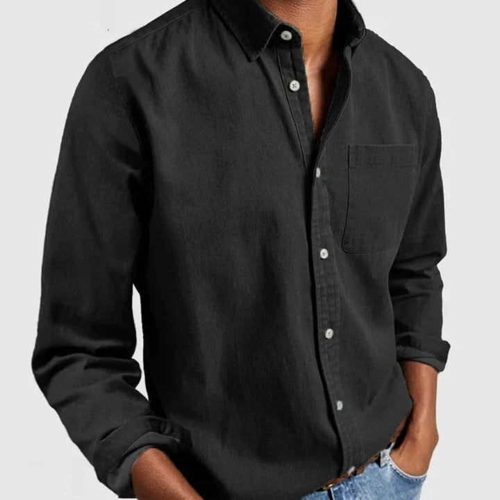 Light denim shirt for men with modern fit