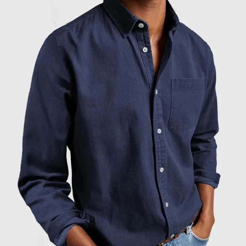 Light denim shirt for men with modern fit