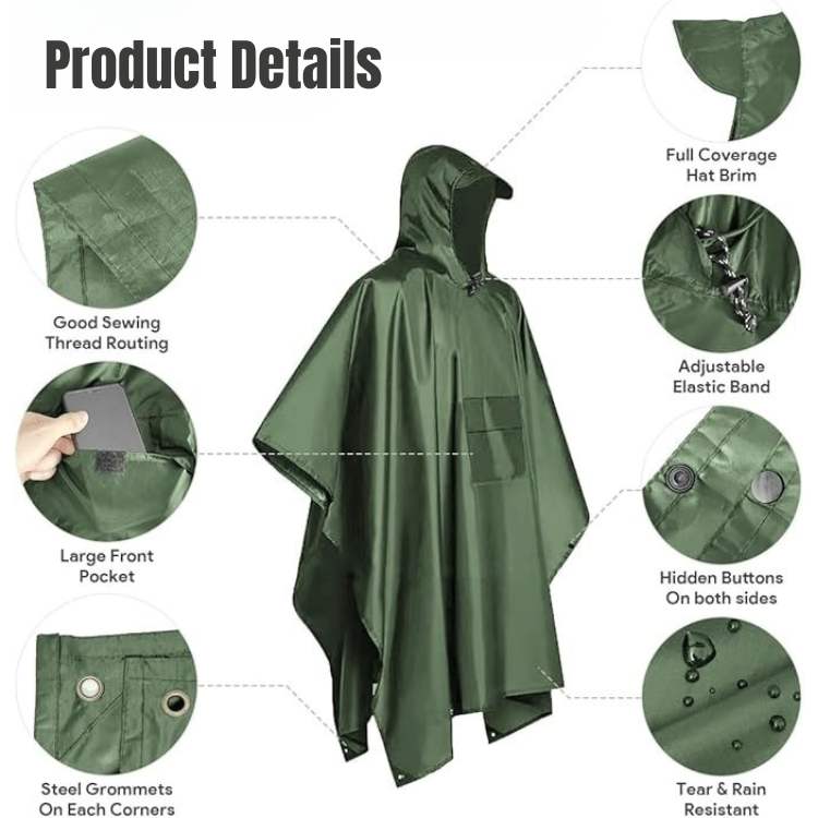 Sammenleggbar regnponcho, oversized
