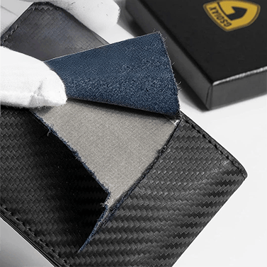 Slank RFID-lommebok for menn | Kortholder i skinn | Svart