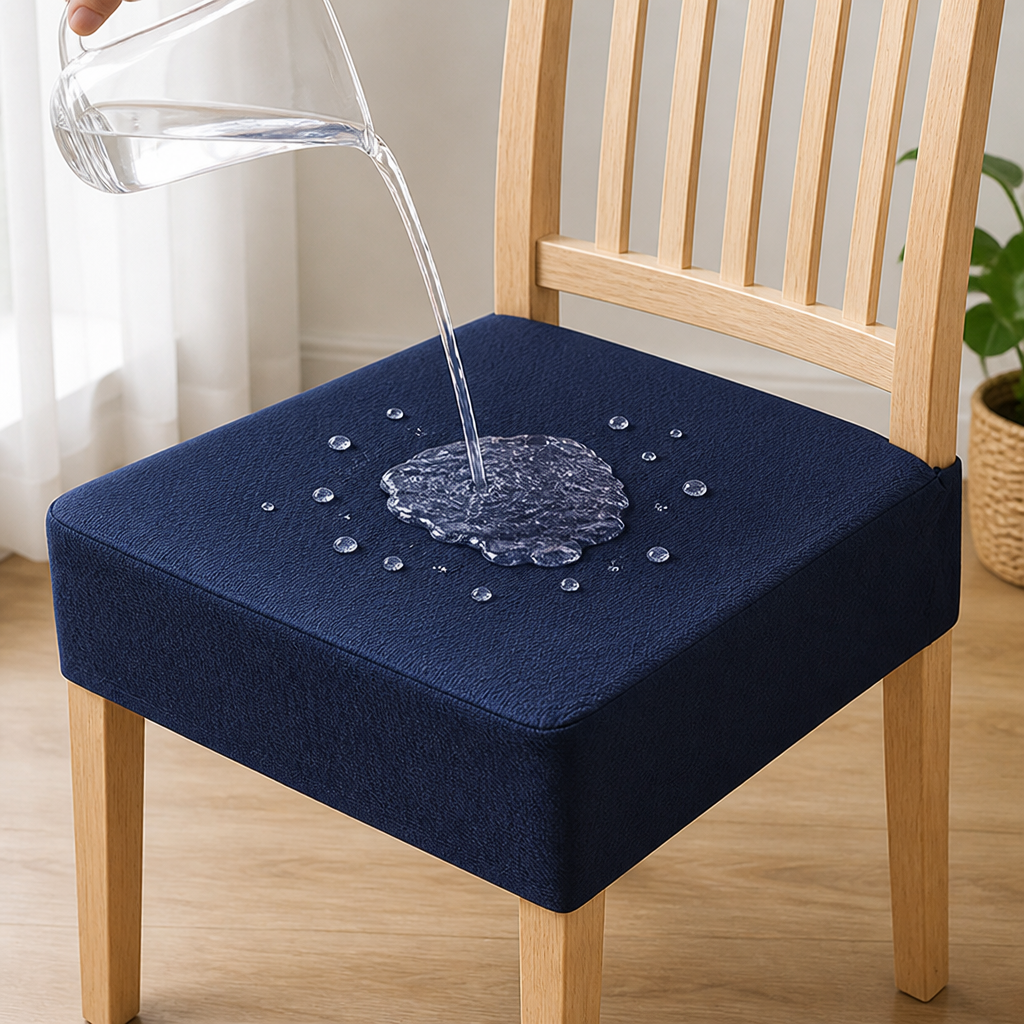 Vanntette elastiske vevde stolovertrekk, sklisikker jacquard-polyester