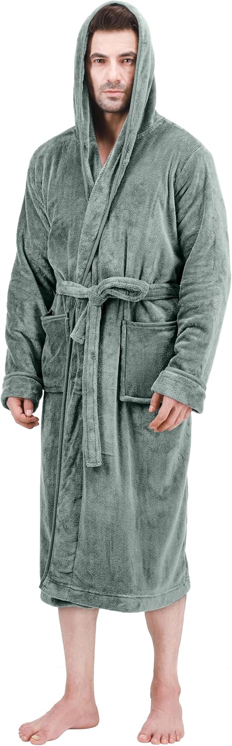 Lett sommerbadekåpe i fleece med hette for herre – Harry