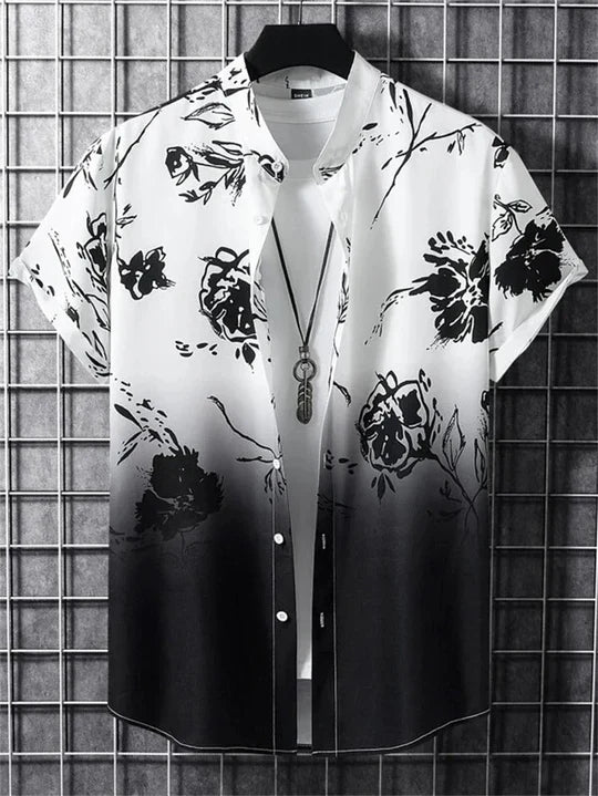 Hawaiian shirt with 3D floral print