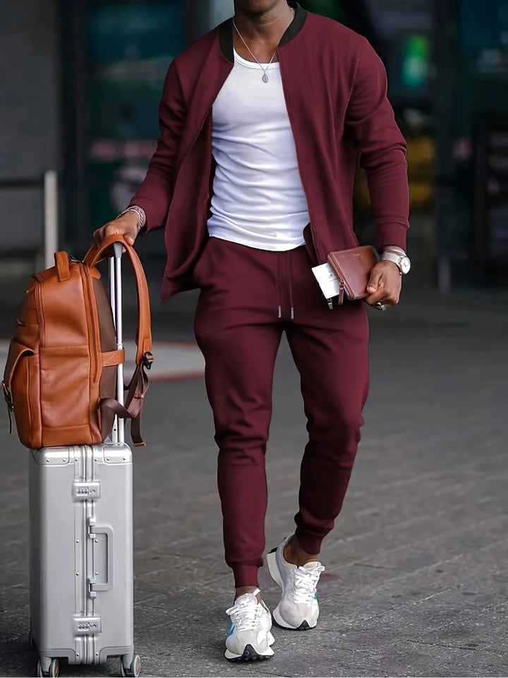 Men's jacket and pants set with zipper