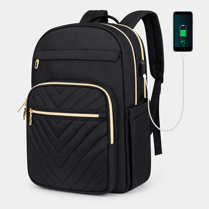 Stilig tech-ryggsekk til dame – USB og 15,6" – Carriro