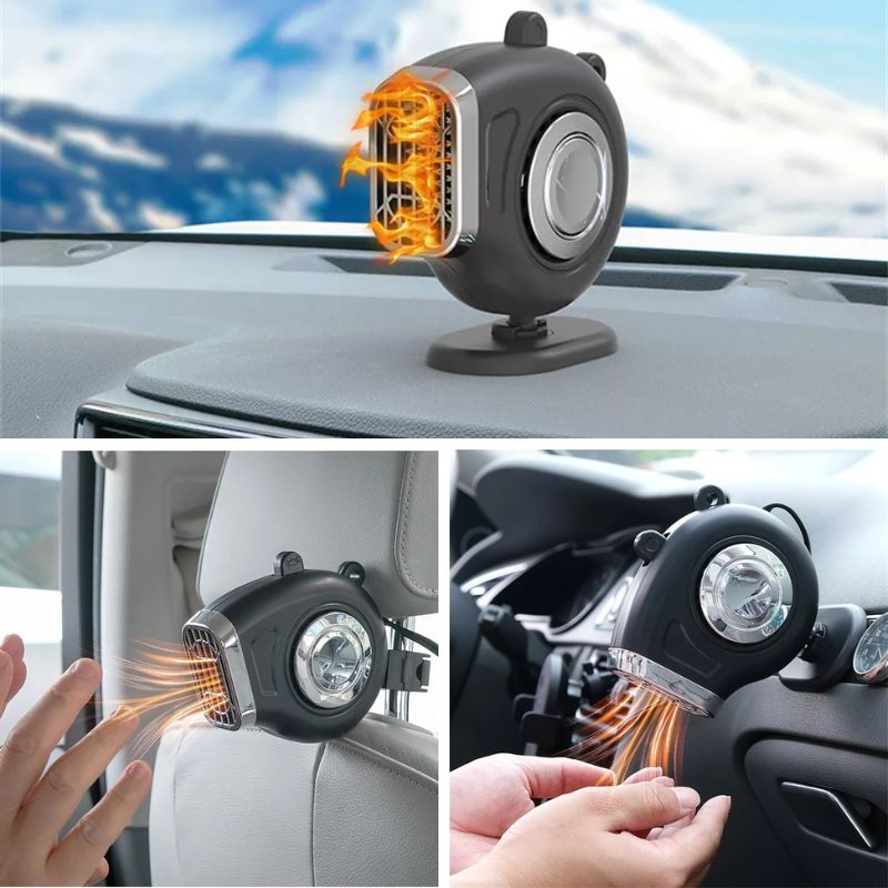Bilvarmer 12V med 360° holder og justerbart håndtak
