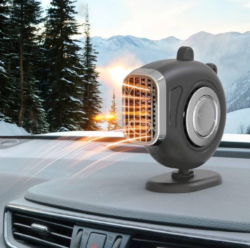 Bilvarmer 12V med 360° holder og justerbart håndtak