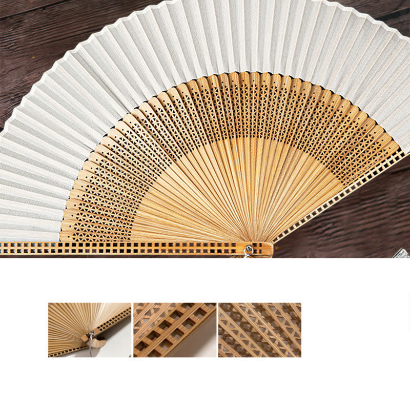 Vifte i bambus og silke