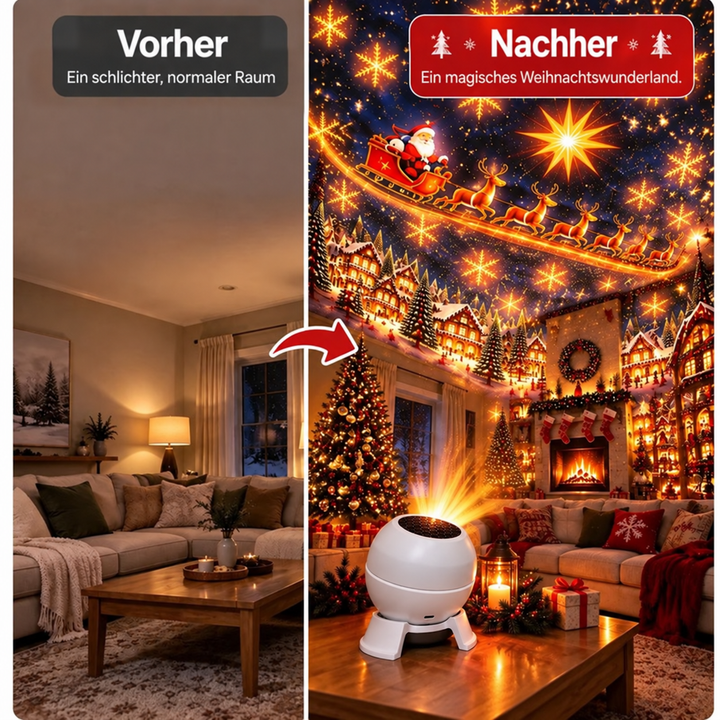 Juleprojektor og nattlys for vegg og tak – USB-drevet julepynt