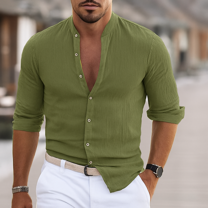 Men's shirt with slim fit and mandarin collar