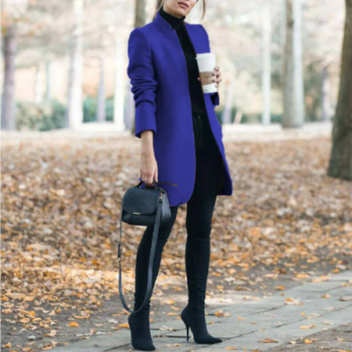 Vinterfrakk med stående krage for kvinner – Elegant overlag med klassisk varme