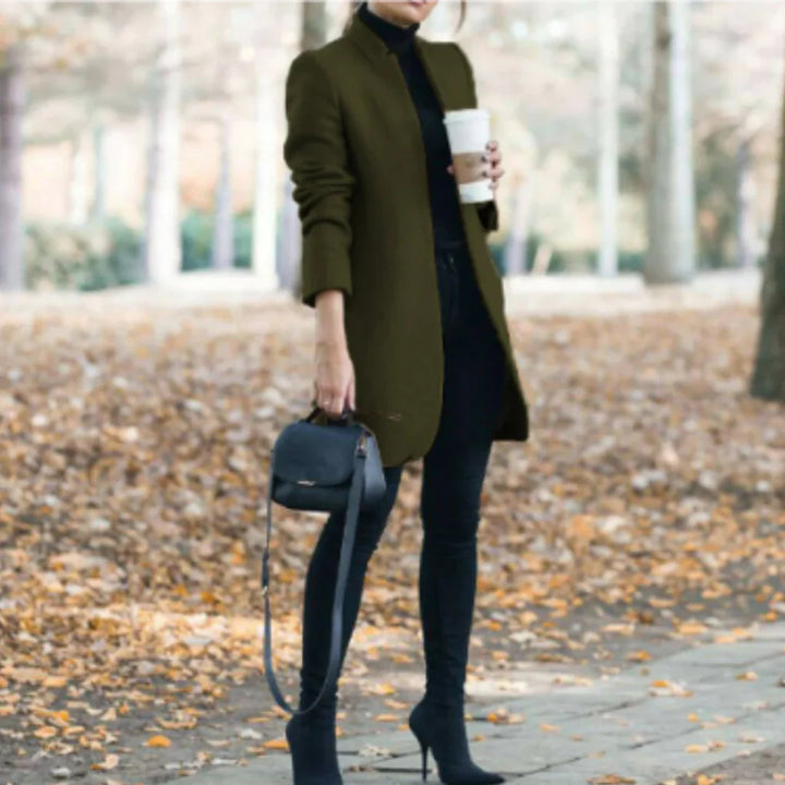 Vinterfrakk med stående krage for kvinner – Elegant overlag med klassisk varme