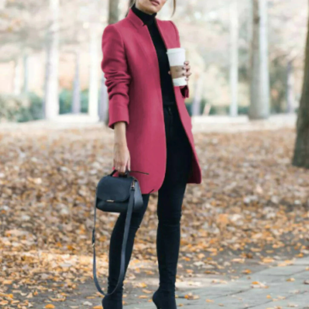 Vinterfrakk med stående krage for kvinner – Elegant overlag med klassisk varme