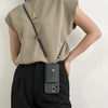 Elegant crossbody phone bag in leather with card holder and key strap