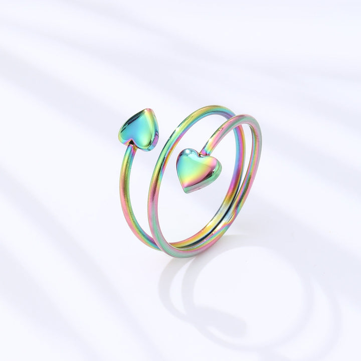 Peach Heart Stainless Steel Magnet Ring Health Anti-snoring Ring