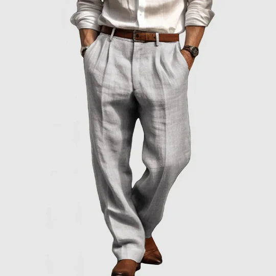 Men's trousers in cotton and linen