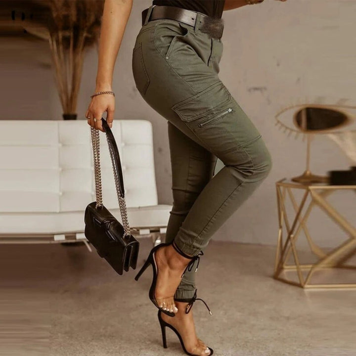 Skinny cargo jogger pants for women