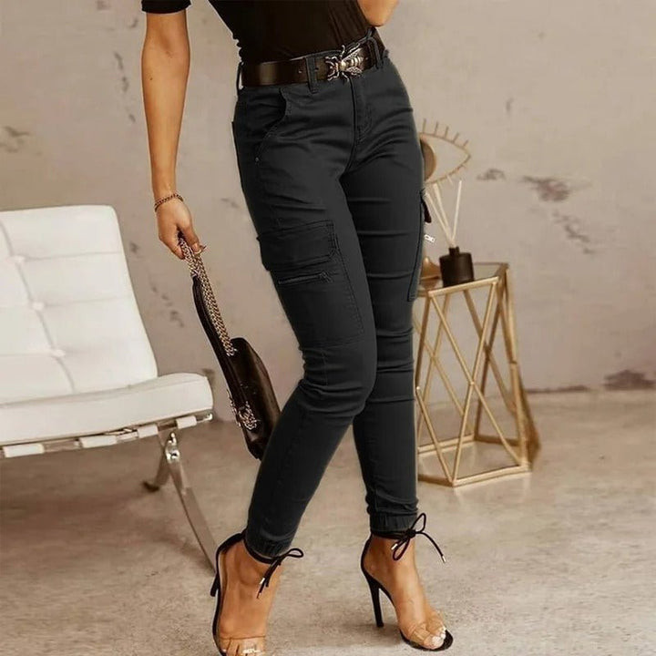 Skinny cargo jogger pants for women