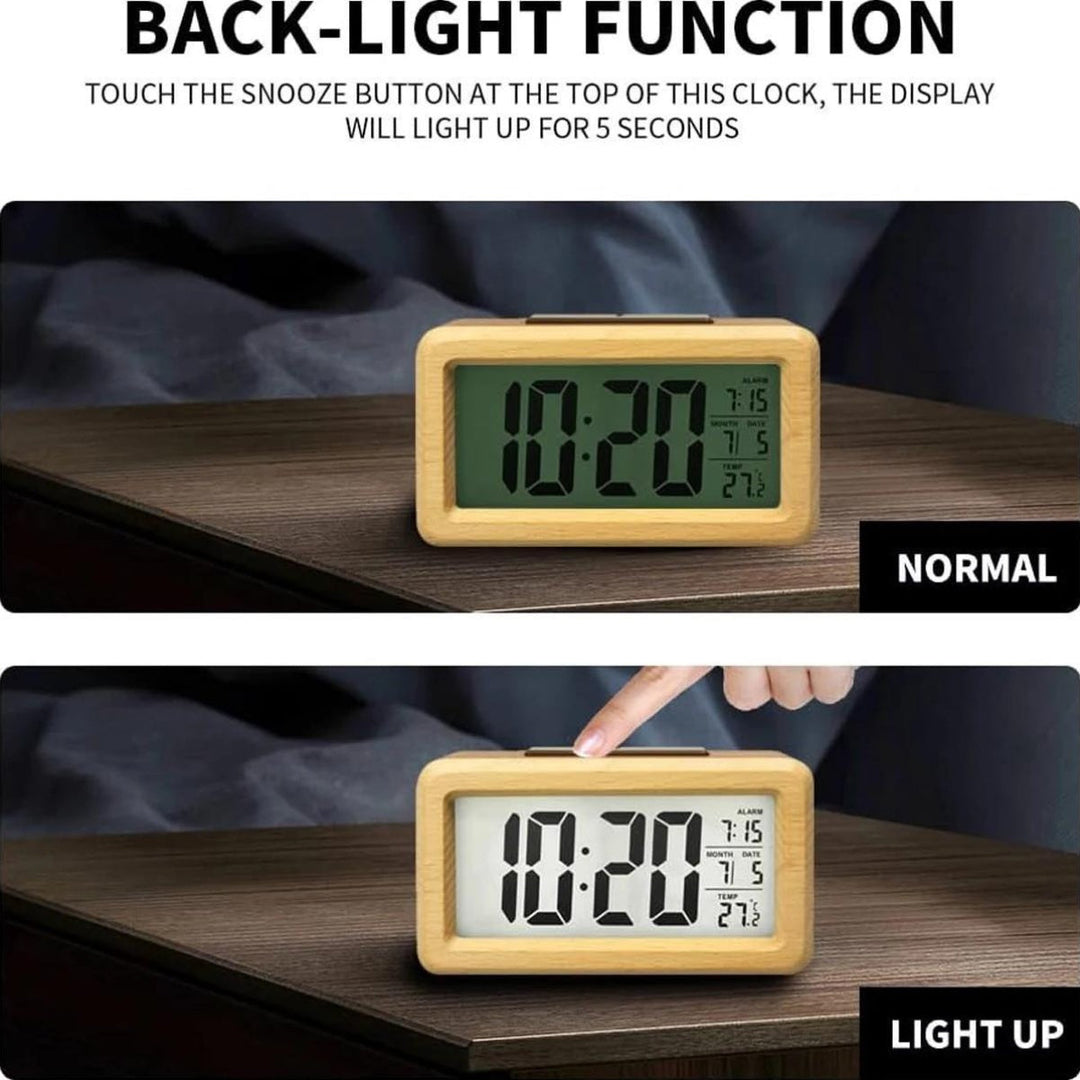 Digital klokke i tre – LED-display med temperatur og dato