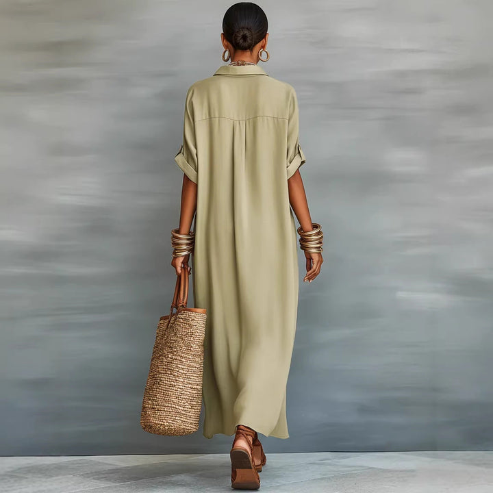 Summer Short-sleeved Shirt Dress Women's Lapel Buttons Maxi Dresses Fashion Casua Comfortable Clothing