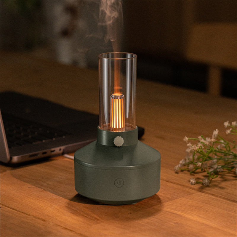 Retro aromadiffuser med glødetrådpære og levende lys-effekt
