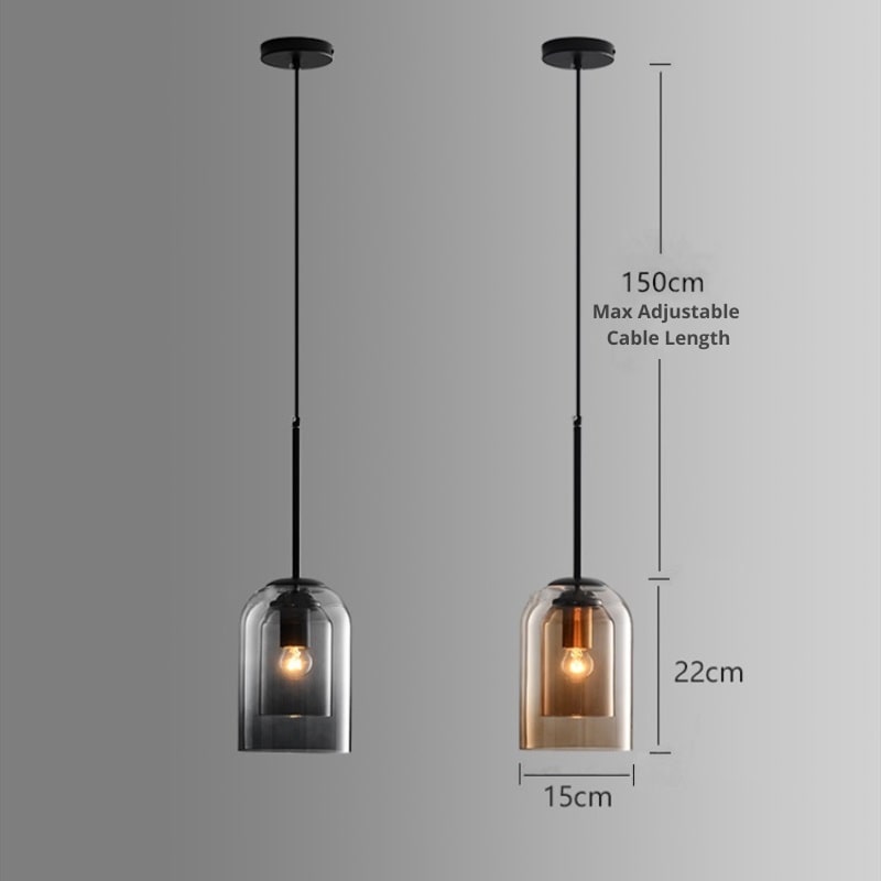 Elegant lysekrone i dobbelt glass - AuraGlas