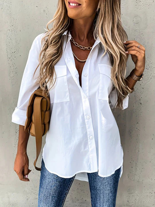 Damenbluse mit Knöpfen und müheloser Eleganz