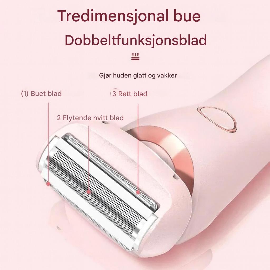 2-i-1 elektrisk barbermaskin og trimmer for kvinner