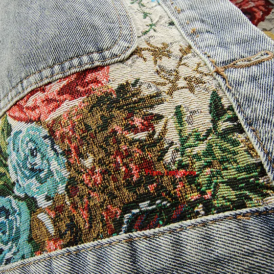 Kvinners Blomster Denim Jakke